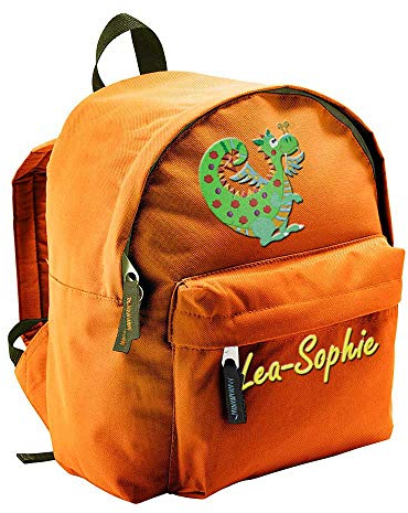 SL-Store GbR Kindergartenrucksack bestickt mit Namen Motiv Kinder Kleinkind Kinderrucksack für KITA Kindergarten personaliesiert Name, Farbe:orange