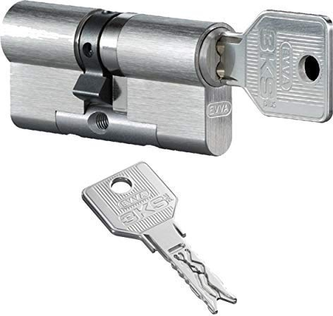 EVVA 3KS plus Hochsicherheits-Doppelzylinder mit 3 Schlüsseln, Länge a=31mm mit KZS, spezieller Bohr- und Ziehschutz, Not- und Gefahrenfunktion, modulare Bauweise SYMO, Silber