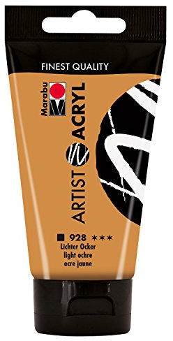 Marabu 12200002928 - Artist Acryl lichter ocker 75 ml, feine Acrylfarbe in Künstlerqualität, auf Wasserbasis, pastose Konsistenz, hoch pigmentiert, sehr gute Brillanz und Deckkraft