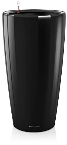 Lechuza – Pot de Fleurs d'Interieur – Premium Rondo – Réserve d'Eau Intégrée – Coloris Noir – Ø 40 x 75 cm