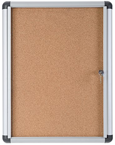 Bi-Office Schaukasten Vitrine Enclore Extra, Kork, geeignet für 4 x DIN A4, silberner Aluminiumrahmen, abschliessbar