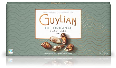 Guylian - Bombones Chocolate Belga, Chocolates rellenos de Praliné de Avellanas, Caja de Bombones forma Concha Marina, 44 unidades - 500 g