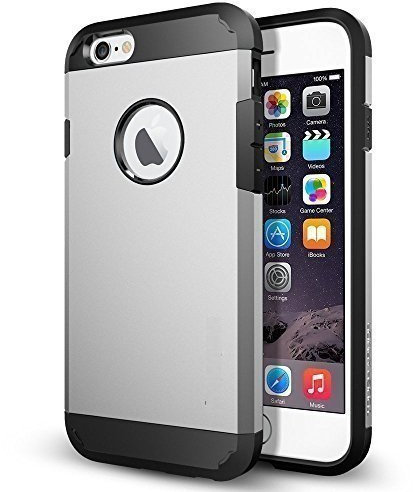 iPhone 7 Plus Case, Apple iPhone 8 Plus Case,Tough Armour Survivor Defender Dual Layer Tough Back Case for iPhone 7 Plus,iPhone 8 Plus with Circle Cut-Out for Apple Logo (Silver)