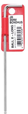 Bondhus 17056 Sechskant-Schlüssel mit 3 mm Kugelkopf und Barcode, mit BriteGuard-Finish, 126 mm