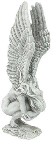 Design Toscano Ange Souvenir et Rédemption Statue Religieuse de Jardin, Moyen 38 cm, polyrésine, pierre antique