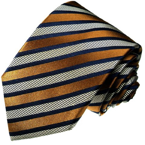 Lorenzo Cana - Luxus Marken Krawatte aus 100% Seide - braun mocca blau silber gestreift Streifen - 25018