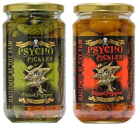 Psycho Pickles Combo - 1 x-Geist-Pfeffer Eingelegte Zwiebeln 1 x Geist Pfeffer Gewürzgurken