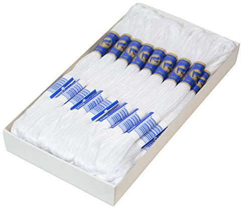 24 Docken Stickgarn je ca. 8m / Sticktwist 100% Baumwolle Stickerei verschiedene Farbwahl, Farbe :0010 weiß