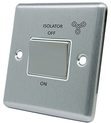AET CSC3PFANWS Satin Chrome Classical White Insert Metal Rocker Switch-10 Amp 3-Pole Fan Isolator Switch