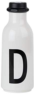 Design Letters Persönliche Trinkflasche Weiß (D) | BPA-Frei | 500 ml | Tritan Wasserflasche im Nordisches Design | Auslaufsicher | Spülmaschinengeeignet | erhältlich von A-Z