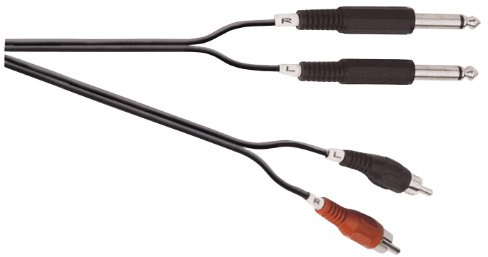 SoundLAB 2 x 6.35mm Mono Jack Plugs To 2 Phono Plugs Male Black 1.5m