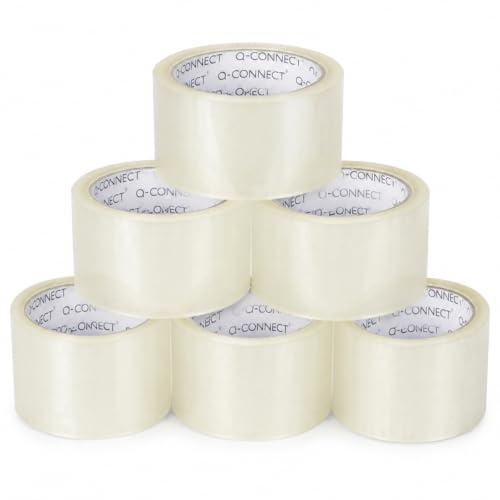 Q-Connect Low Noise Polypropylene Packaging Tape 50mmx66m Clear (Pack of 6)