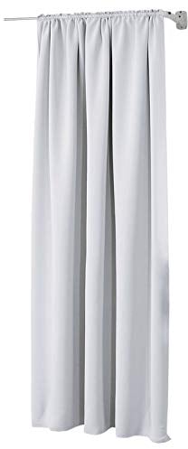 WOLTU Thermovorhang kälteschutz Verdunklungsvorhang Blickdicht mit Kräuselband für Schiene, 250g/m² Schwere Wärmeisolierende Vorhänge Gardinen Wohnzimmer Schlafzimmer, 135x225 cm Grauweiß (1 Stück)