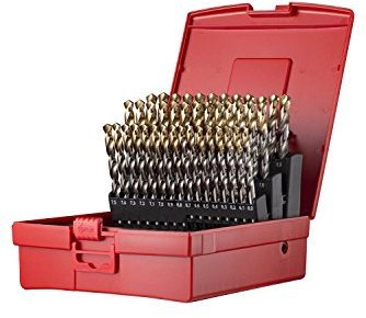 Dormer A095203 HSS High Speed Steel Jobber Drill Bit Set with 118 Degree Tin Tipped Split Point, Set of 41