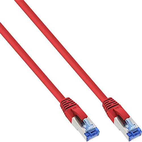 InLine 76800R Patchkabel, S/FTP (PiMf), Cat.6A, 500MHz, halogenfrei, Kupfer, rot, 10m