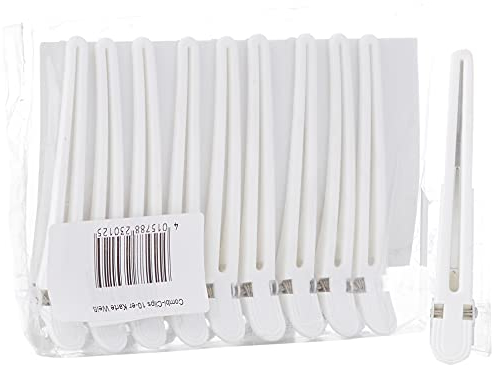 Fripac-Medis Haarclips Combi-Clips (Abteilklammern), Haarklammern zum Festklemmen und Abteilen einzelner Haarpartien, 10 Stück à 9,5 cm, weiß