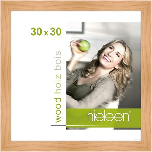 nielsen Holz Bilderrahmen Essential, 30 x 30 cm, Hellbraun | Holz Rahmen im Hoch- & Querformat zum Aufhängen Hellbraun matt Echtglas