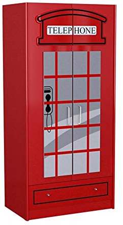 VIPACK SCWRLB Kleiderschrank London, Circa 90 x 190 x 56 cm, lackiert, rot