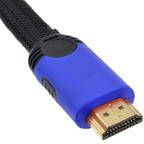 kenable Braided Low Profile Flat HDMI For HD TV High Speed Lead Cable 2m Blue [2 metres]