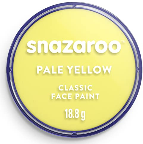 Snazaroo - Pintura facial y corporal, 18 ml, color amarillo pálido, profesional a base de agua, pastilla de aquacolor individual para adultos, niños y efectos especiales