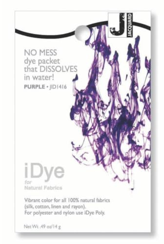Jacquard iDye Purple Fabric Colour for Natural Textiles, Simple Hot Water Process for Cotton Silk and Linen, Easy Garment Upcycling Craft Projects, One 14g Dissolvable Packet
