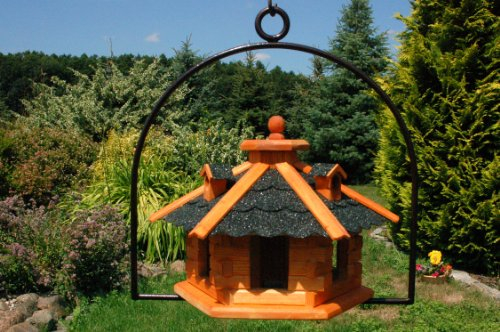 Deko-Shop-Hannusch Vogelhaus mit Dach in dunkel Nr16 und Bügel zum Aufhängen, Nistkasten, Vogelhäuschen, Futterhaus, Vogelvilla und Vogelhäusern, feuerverzinkt und pulverbeschichtet, rostfrei, hängend