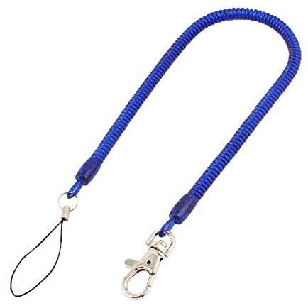 uxcell Lobster Clasp Stretch Coiled Cord Keychain Key Holder 42.5cm Long Blue