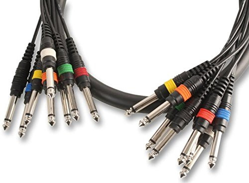 PULSE PLS00115 8 Way 6.35mm (1/4) Mono Jack Plug to Plug Loom, 5m Black