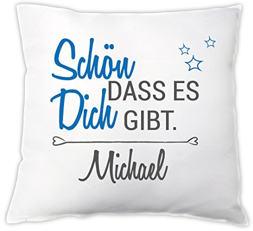 4you Design Kissen Schön, DASS es Dich gibt. mit Namen für Männer, Zierkissen, Geschenkidee, Valentinstagsgeschenk, Hochzeitsgeschenk, Geschenk für Verliebte