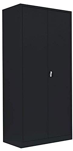 Lüllmann Spind Kleider-Wäscheschrank komplett montiert schwarz 195cmx92cm Metallschrank abschließbar Spindschrank Putz Spind 545549