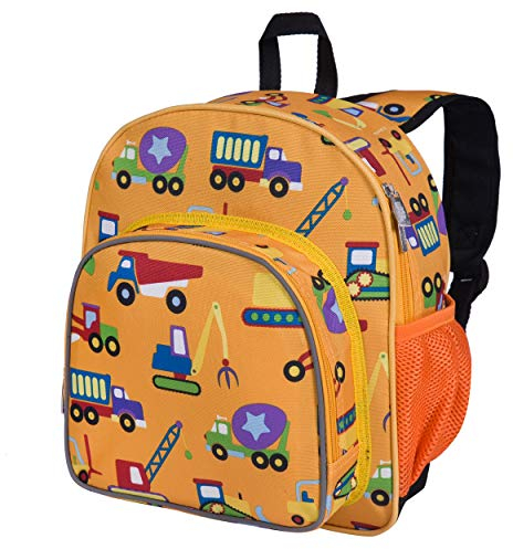 Wildkin 40110 Olive Kids Under Construction 12 Inch Backpack, Pack 'N Snack