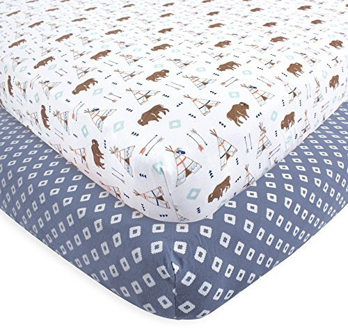 Hudson Baby Unisex Baby Cotton Fitted Crib Sheet, Teepee, One Size