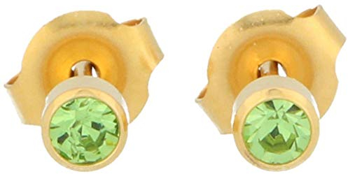 Erstohrstecker Chirurgenstahl vergoldet 4mm Sterile Ohrstecker Zarge mit Stein in grün