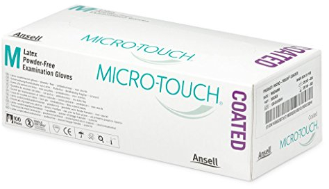 Ansell Medical 553303 Examination Glove, Non-Sterile, Natural Latex Powder-Free, Micro-Touch, Medium (Pack of 100)