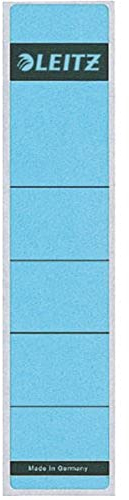 Leitz Rückenschild selbstklebend für Standard- und Hartpappe-Ordner, 10 Stück, 50 mm Rückenbreite, Kurzes und schmales Format, 39 x 192 mm, Papier, blau, 16430035