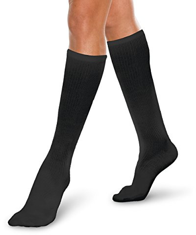 Core-Spun 15-20mmHg Mild Graduated Compression Support Knee High Socks (Black, Large)