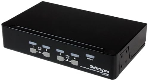 StarTech. com 4 Port VGA KVM Switch USB 2.0 1U Rack Bookcase Input Device (VGA, 1920 x 1440 pixels; Black; 5 – 40 °C; -20 – 60 °C; 0 – 80%)