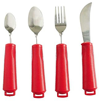 Behrend Besteck-Set Alzheimer-Patienten, Alzheimer-Besteck, Farbe rot, 4-teilig