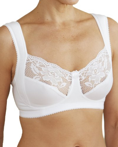Reggiseno di Cotone a Coppa Piena Senza Ferretto Miss Mary Lovely Lace 9D White