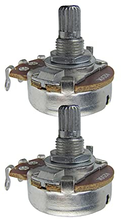 IKN 2 Stück A250K Audio Taper Potentiometer in voller Größe Gitarrenton Lautstärkeregler mit Bajonett L15mm kurzer gerändelter geteilter Welle