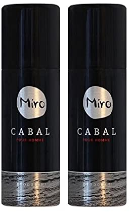 2 x MIRO CABAL pour homme/Herren Deodorant Spray 150 ml (300 ml) 24 h Schutz ohne Aluminium