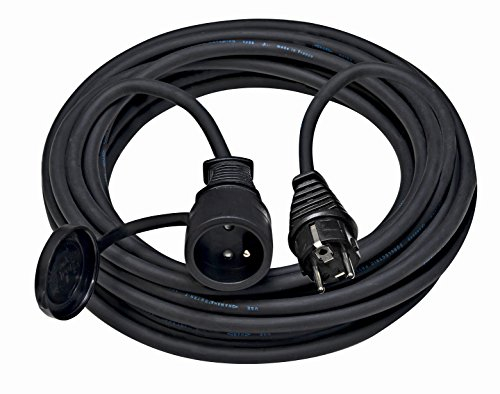 Brennenstuhl Rallonge 5m de câble avec Prise à clapet (IP44), Fabrication Française 1169321 Noir, 5 m