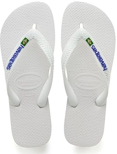 Havaianas Brasil Logo Unisex Adults FlipFlop White 10/11 UK