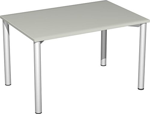 Gera Möbel 4 Fuß Flex Schreibtisch Feste Höhe, Holzdekor, lichtgrau/Silber, 120 x 80 x 72 cm