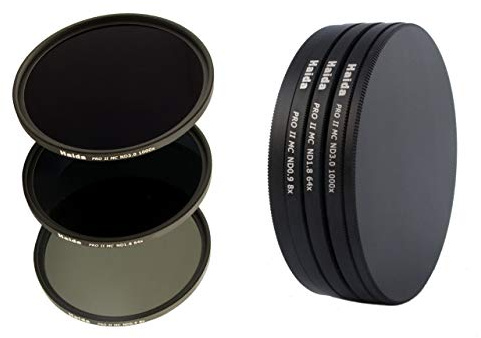 HAIDA PRO II Digital MC Neutral Graufilter Set bestehend aus ND8, ND64, ND1000 Filtern 77mm inkl. Stack Cap Filtercontainer und Cap