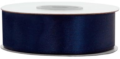 Satinband 25mm x 25m Rolle - FARBAUSWAHL in 3/6/12/18/25/38/50/75/100mm - farbecht & waschbar - Schleifenband für Hochzeit - Geschenkband zum Verpacken Dekorieren Basteln - Dunkelblau 370