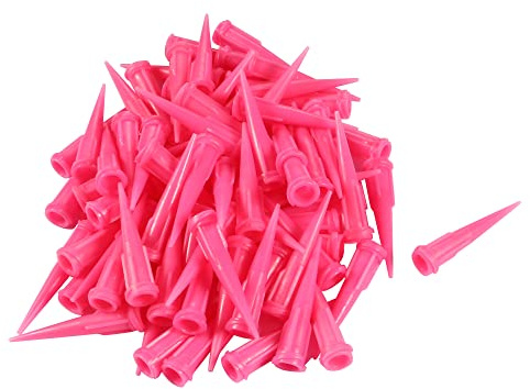 sourcing map 10 Pcs Plastic Tapered Pinhead Glue Liquid Dispenser Needle Tips Pink