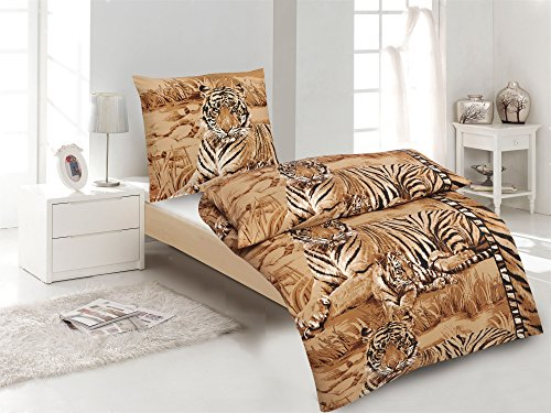 Microfaser Bettwäsche HIGH CLASS Moderne Design mit Reißverschluss (135 cm x 200 cm, SHIRKHAN(Tiger))
