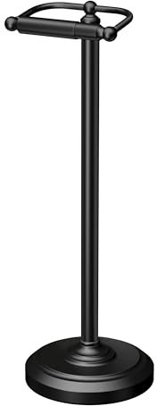 Gatco 1436MX, Support de papier toilette autoportant, 55,9 cm de haut, noir mat/base lestée support de papier toilette