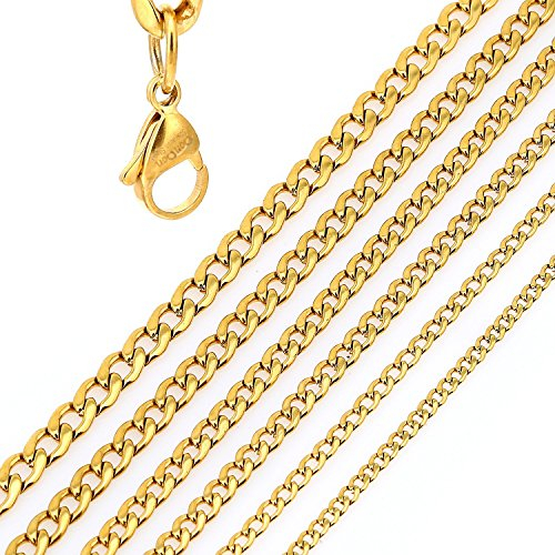 DonDon Herren Halskette Panzerkette Edelstahl goldfarben Länge 56 cm - Breite 0,6 cm